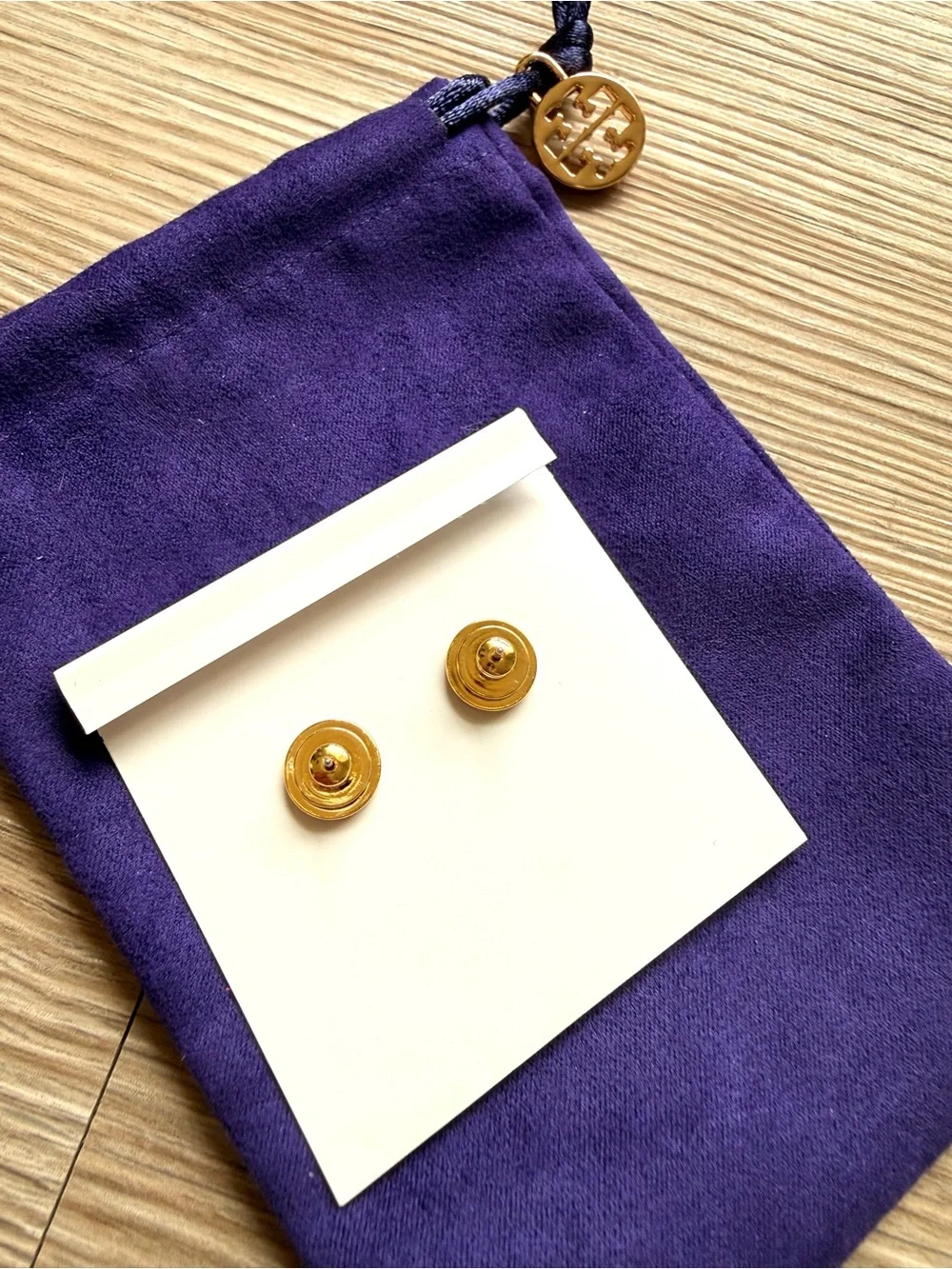 New Tory Burch Turquoise Enamel Logo Stud Earrings